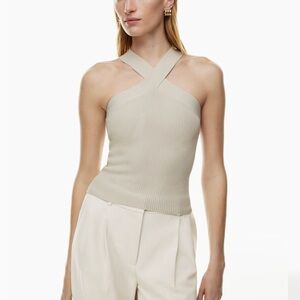Aritzia BABATON Sculpt knit, criss-cross halter style top